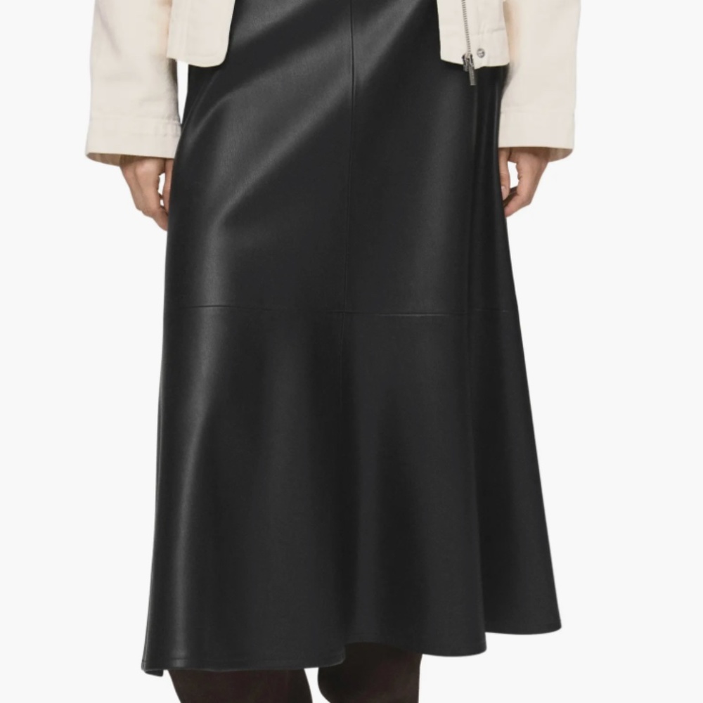 Mango Paris Faux Leather A-Line Midi Skirt | Size M
